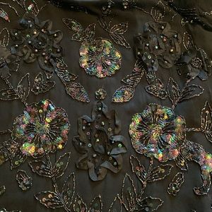 Beaded sequin sheer tunic formal top